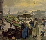 At the Vegetable Market by Paul Gustave Fischer